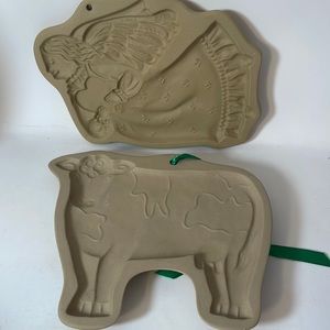 Brown Bag Cookie Art baking molds Cow Angel vintage set of 2 retired